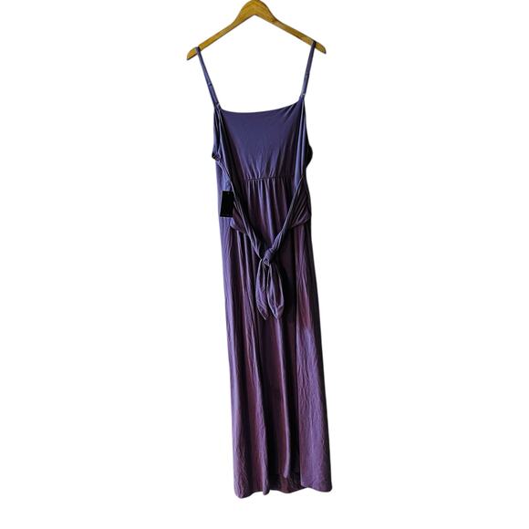 Eloquii Purple Tie Front Spaghetti Strap Maxi Dress Size 22 NWT - Picture 3 of 9